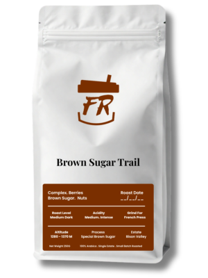 Brown Sugar Trails coffee Arabica with berry, brown sugar and nut flavors.