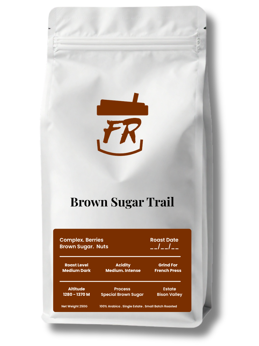 Brown Sugar Trails coffee Arabica with berry, brown sugar and nut flavors.