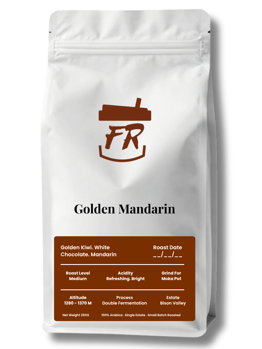 Five Roam Coffee Golden Mandarin coffee with kiwi and citrus notes.
