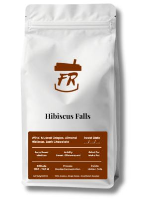 Hibiscus Falls Coffee Arabica with floral and wine‑toned notes.