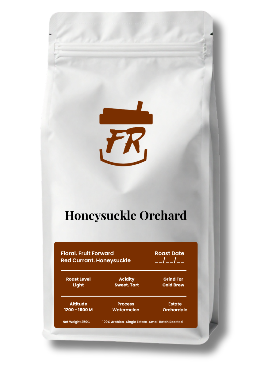 Honeysuckle Orchard Coffee Arabica with floral and citrus notes.