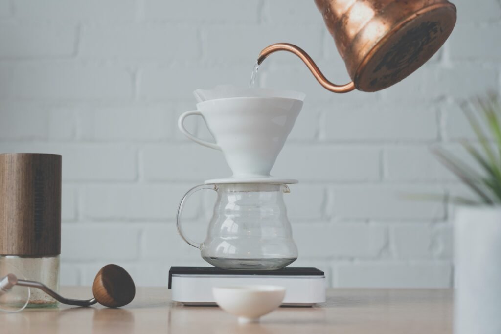 Pour‑Over coffee brewing with V60 front view